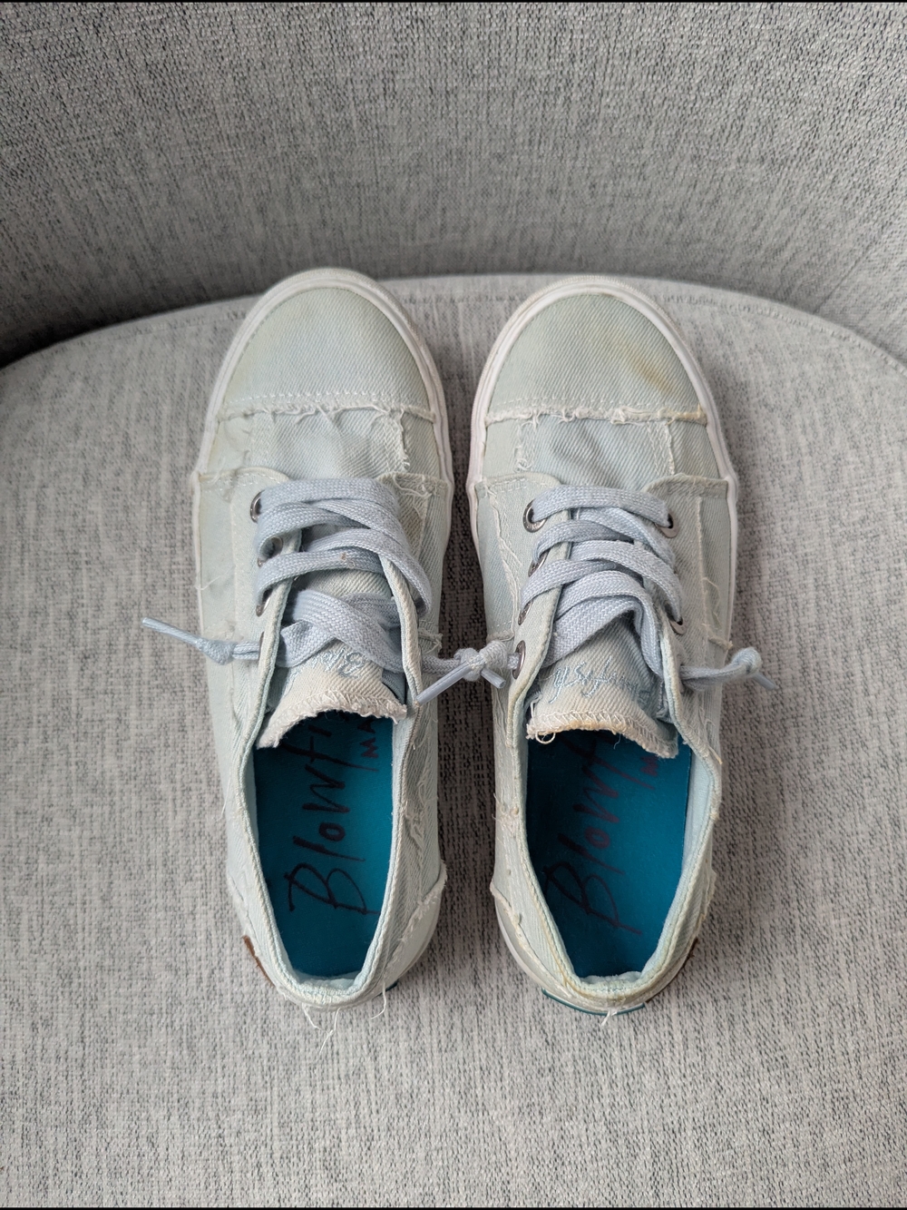 Blowfish Light Blue Frayed Canvas Lace-Up Sneakers